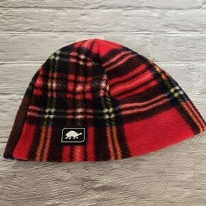 Turtlefur red plaid kids beanie